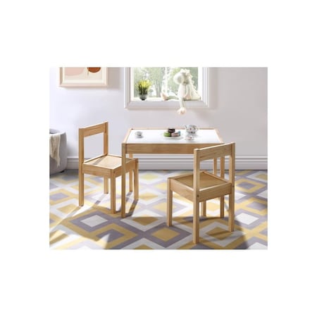 Olive & Opie Gibson 3 Piece Dry Erase Kids Table & Chair Set, Natural 30321-NAT